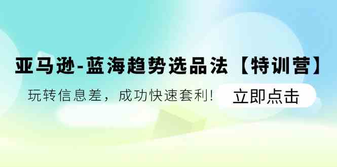亚马逊蓝海趋势选品法【特训营】：玩转信息差，成功快速套利-云慧网创