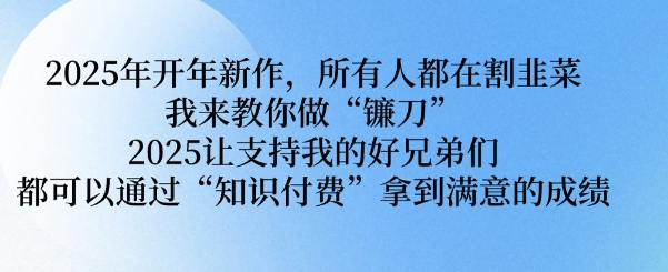2025年开年新作，所有人都在割韭菜，我来教你做“镰刀” 2025让支持我的好兄弟们都可以通过“知识付费”拿到满意的成绩【揭秘】-云慧网创