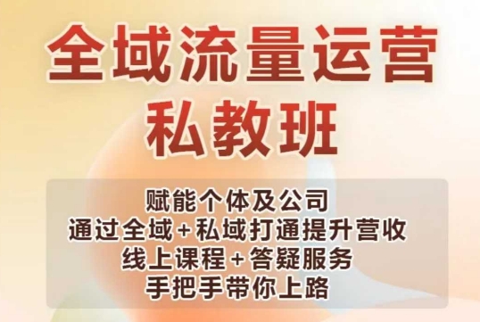 全域流量运营操盘课，赋能个体及公司通过全域+私域打通提升营收-云慧网创