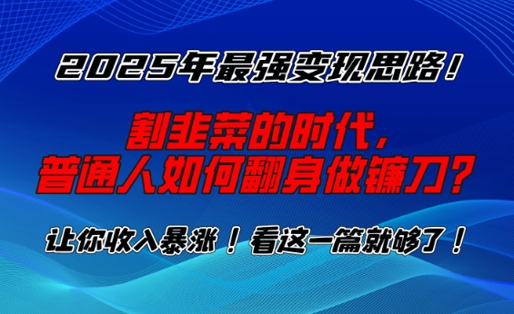 2025年最强变现思路，割韭菜的时代， 普通人如何翻身做镰刀？【揭秘】-云慧网创