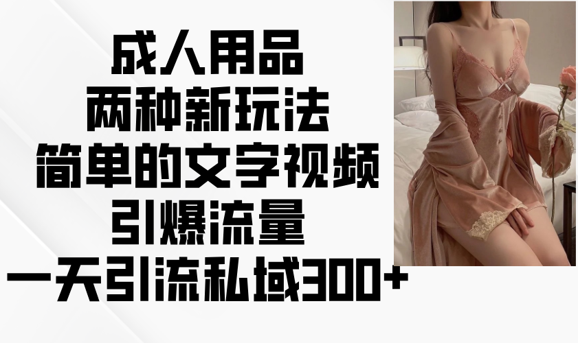 成人用品两种新玩法，简单的文字视频引爆流量，一天引流私域300+-云慧网创