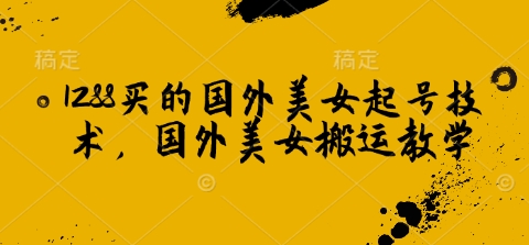 1288买的国外美女起号技术，国外美女搬运教学-云慧网创