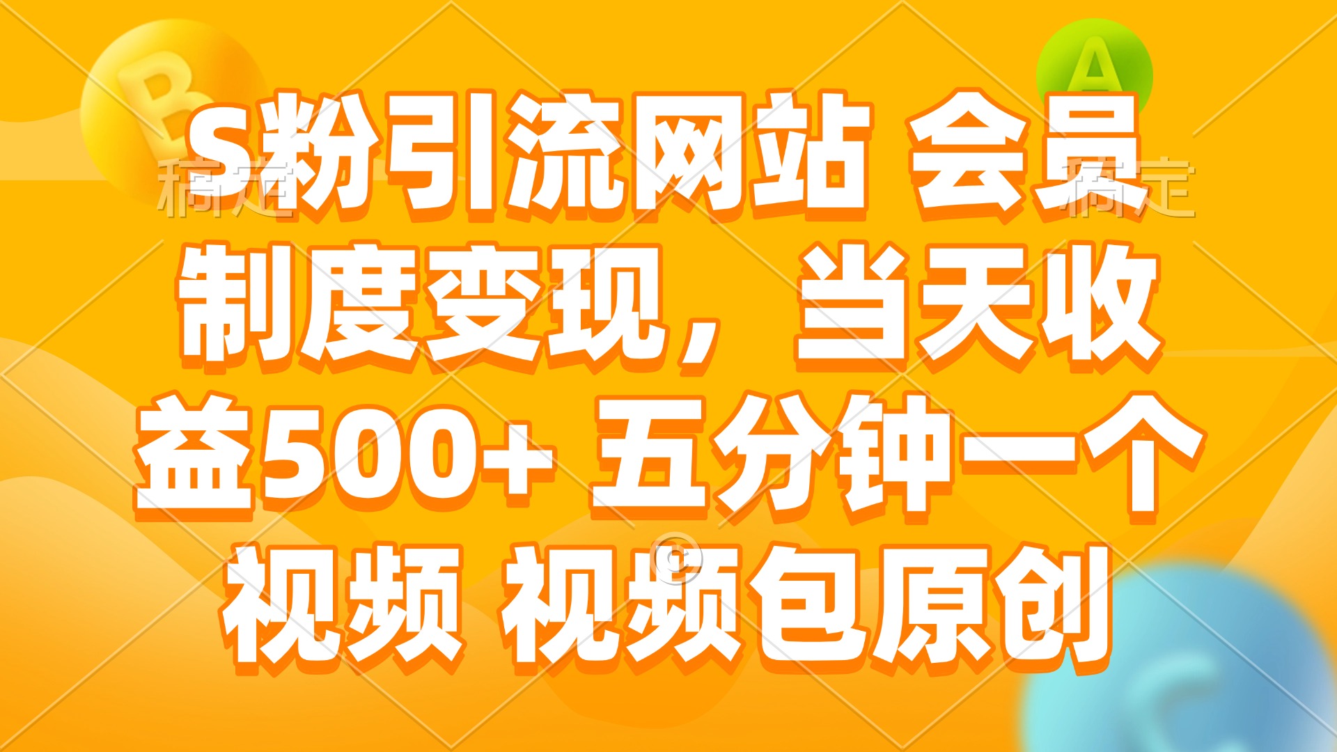 S粉引流网站 会员制度变现，当天收益500+ 五分钟一个视频 视频包原创-云慧网创
