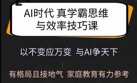 Ai时代真学霸思维与学习方法课，有格局且接地气，家庭教育有力参考-云慧网创