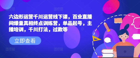 六边形运营千川运营线下课，百业直播间爆量真相终点训练营，单品起号，主播培训，千川打法，过款等-云慧网创