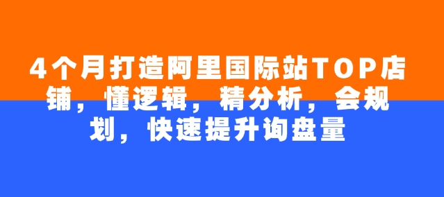 4个月打造阿里国际站TOP店铺，懂逻辑，精分析，会规划，快速提升询盘量-云慧网创