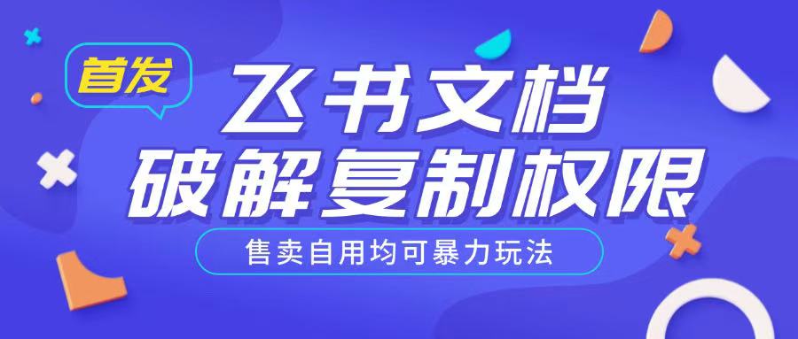 首发飞书文档破解复制权限，售卖自用均可暴力玩法-云慧网创