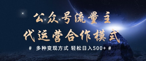 公众号流量主代运营  多种变现方式 轻松日入5张【揭秘】-云慧网创
