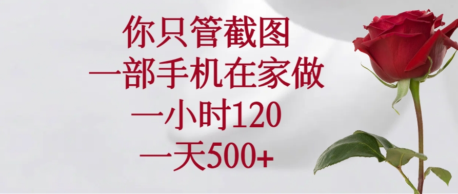 你只管截图，一部手机在家做，一小时120，一天500+-云慧网创