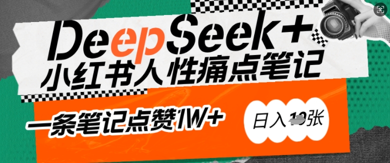 AI赋能小红书爆款秘籍：用DeepSeek轻松抓人性痛点，小白也能写出点赞破万的吸金笔记，日入多张-云慧网创