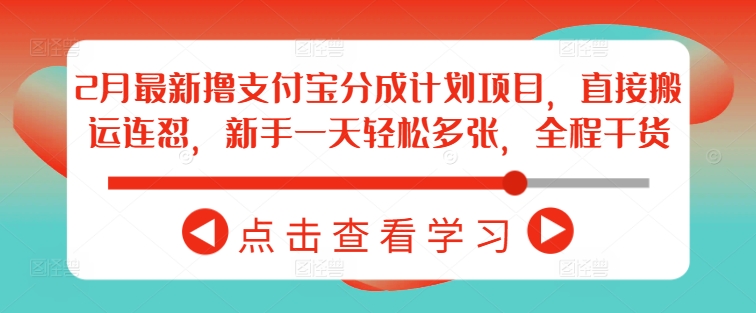 2月最新撸支付宝分成计划项目，直接搬运连怼，新手一天轻松多张，全程干货-云慧网创