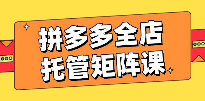 拼多多全店托管矩阵课，盈利动销玩法，高效计划设置，提升店铺效益-云慧网创