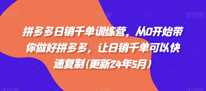 拼多多日销千单训练营，从0开始带你做好拼多多，让日销千单可以快速复制(更新25年2月)-云慧网创