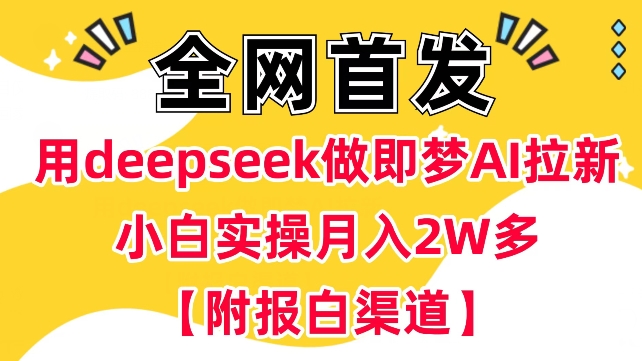 用deepseek做即梦Ai拉新 小白实操月入过W+【附报白渠道】-云慧网创