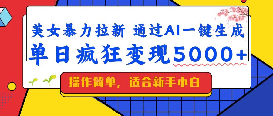 美女暴力拉新，通过AI一键生成，单日疯狂变现5000+，纯小白一学就会！-云慧网创
