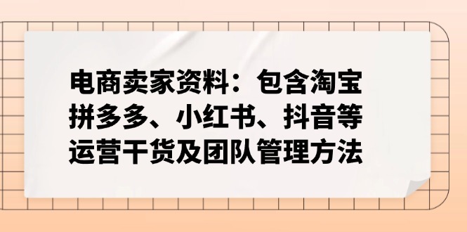 电商卖家资料：包含淘宝、拼多多、小红书、抖音等运营干货及团队管理方法-云慧网创