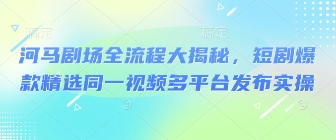 河马剧场全流程大揭秘，短剧爆款精选同一视频多平台发布实操-云慧网创