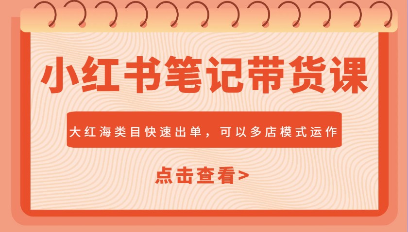 小红书笔记带货课，大红海类目快速出单，市场大，可以多店模式运作-云慧网创