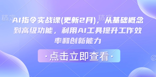 AI指令实战课(更新2月)，从基础概念到高级功能，利用AI工具提升工作效率和创新能力-云慧网创