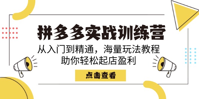 拼多多实战训练营，从入门到精通，海量玩法教程，助你轻松起店盈利-云慧网创
