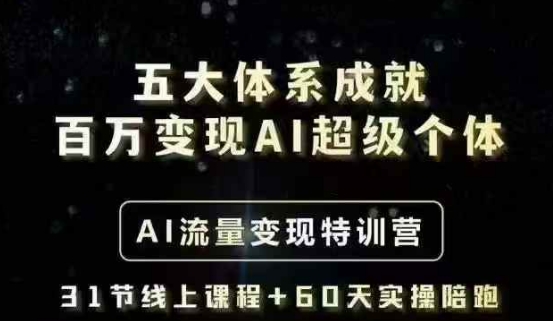 五大体系成就百万变现AI超级个体- AI流量变现特训营，一步一步教你一个人怎么年入百W-云慧网创