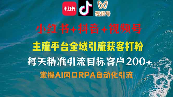 小红书、抖音、视频号全域多平台引流获客，日引目标客户200+，RPA自动…-云慧网创