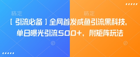 【引流必备】全网首发咸鱼引流黑科技，单日曝光引流500+，附矩阵玩法【揭秘】-云慧网创