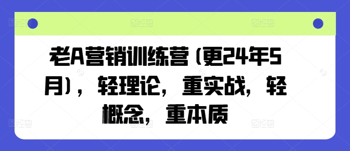 老A营销训练营(更25年3月)，轻理论，重实战，轻概念，重本质-云慧网创