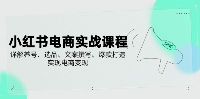 小红书电商实战课程，详解养号、选品、文案撰写、爆款打造，实现电商变现-云慧网创