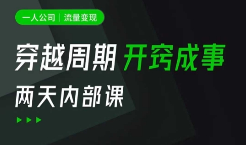 一人公司：流量变现课，一人公司的方法模型拆解， 拆解富人思维，流量思维，小老板思维等-云慧网创