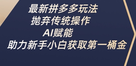 最新拼多多玩法，抛弃传统操作，AI赋能，助力新手小白获取第一桶金-云慧网创