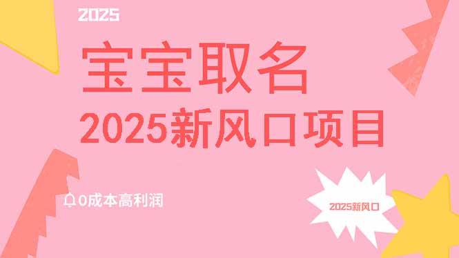 2025新风口项目宝宝取名，0成本高利润，附保姆级教程，月入过万不是梦-云慧网创
