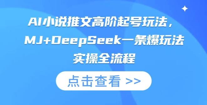 AI小说推文高阶起号玩法，MJ+DeepSeek一条爆玩法实操全流程-云慧网创