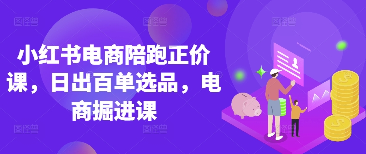 小红书电商陪跑正价课，小红书官方认证电商讲师教学，日出百单选品，电商掘进课-云慧网创