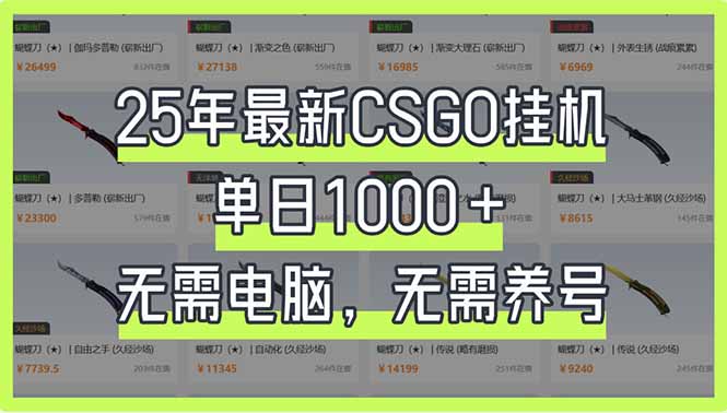 25年最新CSGO挂机系统，单日1000+，无需电脑，无需养号，0基础可上手-云慧网创