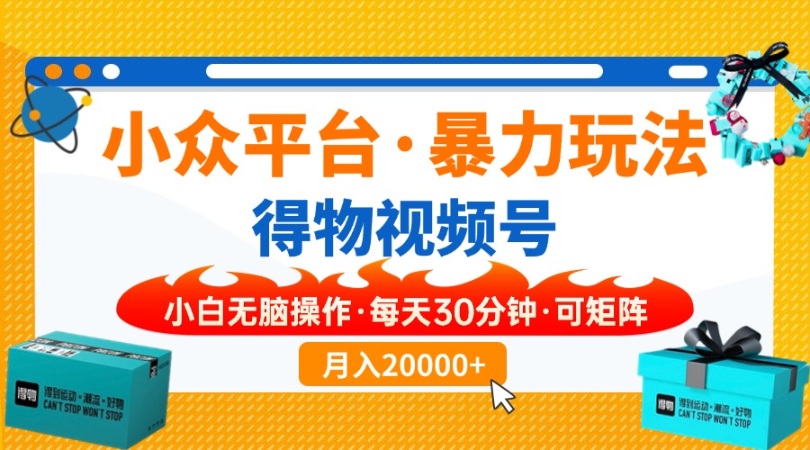 小众平台暴力玩法，一键搬运爆款视频，可矩阵小白无脑操作，每天30分钟…-云慧网创