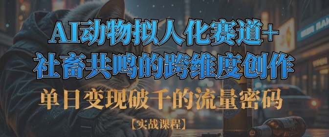 单日变现破千的流量密码，AI动物拟人化赛道+社畜共鸣的跨维度创作-云慧网创