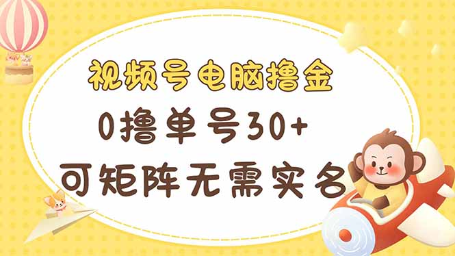视频号电脑撸金 0撸单号30+ 可矩阵 无需实名多号多得-云慧网创