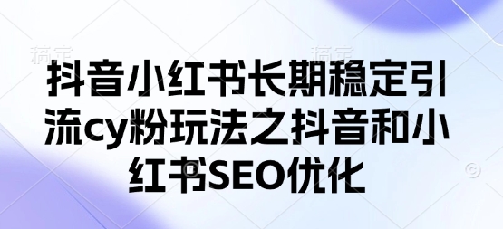 抖音小红书长期稳定引流cy粉玩法之抖音和小红书SEO优化-云慧网创