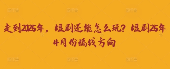 走到2025年，短剧还能怎么玩？短剧25年4月份搞钱方向-云慧网创