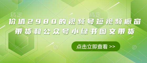 价值2980的视频号短视频橱窗带货和公众号小绿书图文带货-云慧网创