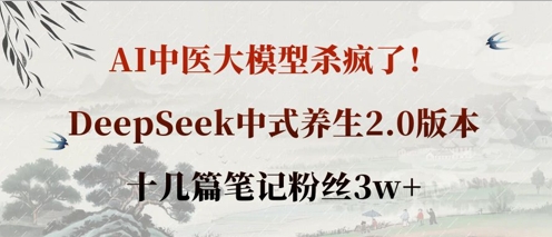 AI中医大模型杀疯了！DeepSeek中式养生2.0版本，十几篇笔记粉丝3w+-云慧网创