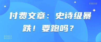 付费文章：史诗级暴跌！要跑吗？-云慧网创