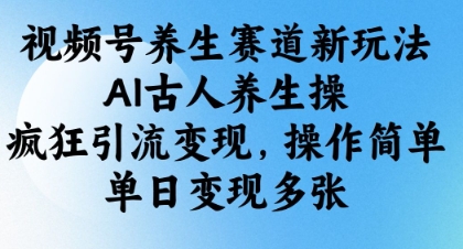 视频号养生赛道新玩法，AI古人养生操，疯狂引流变现，操作简单，单日变现多张-云慧网创