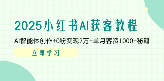 2025小红书AI获客教程：AI智能体创作+0粉变现2万+单月客资1000+秘籍-云慧网创