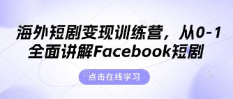 海外短剧变现训练营，从0-1全面讲解Facebook短剧-云慧网创