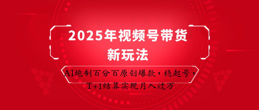 2025年视频号带货新玩法：AI炮制百分百原创爆款，稳起号，T+1结算实现月入过万-云慧网创