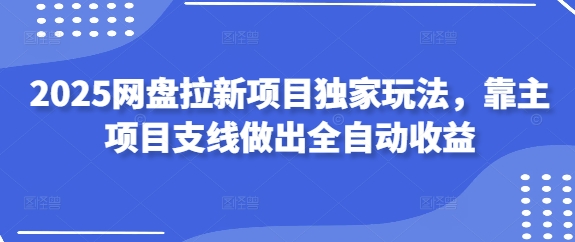 2025网盘拉新项目独家玩法，靠主项目支线做出全自动收益-云慧网创