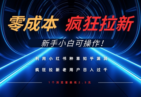 利用小红书种草知乎漏洞，零成本疯狂拉新日入数张，新手小白可操作-云慧网创