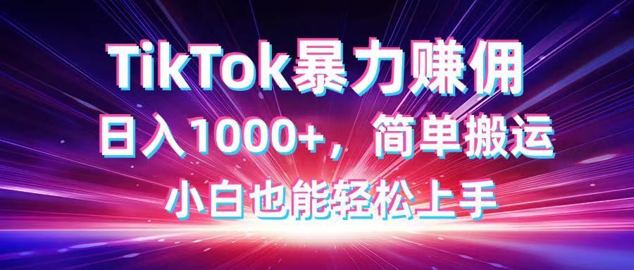 TikTok搬运暴力赚佣，日入1000+，简单搬运，小白也能轻松上手-云慧网创